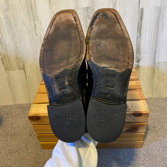HUGO BOSS Men\'s Size 8 Leather Square Toe Black Loafers Hugo Boss Horsebit main image 9